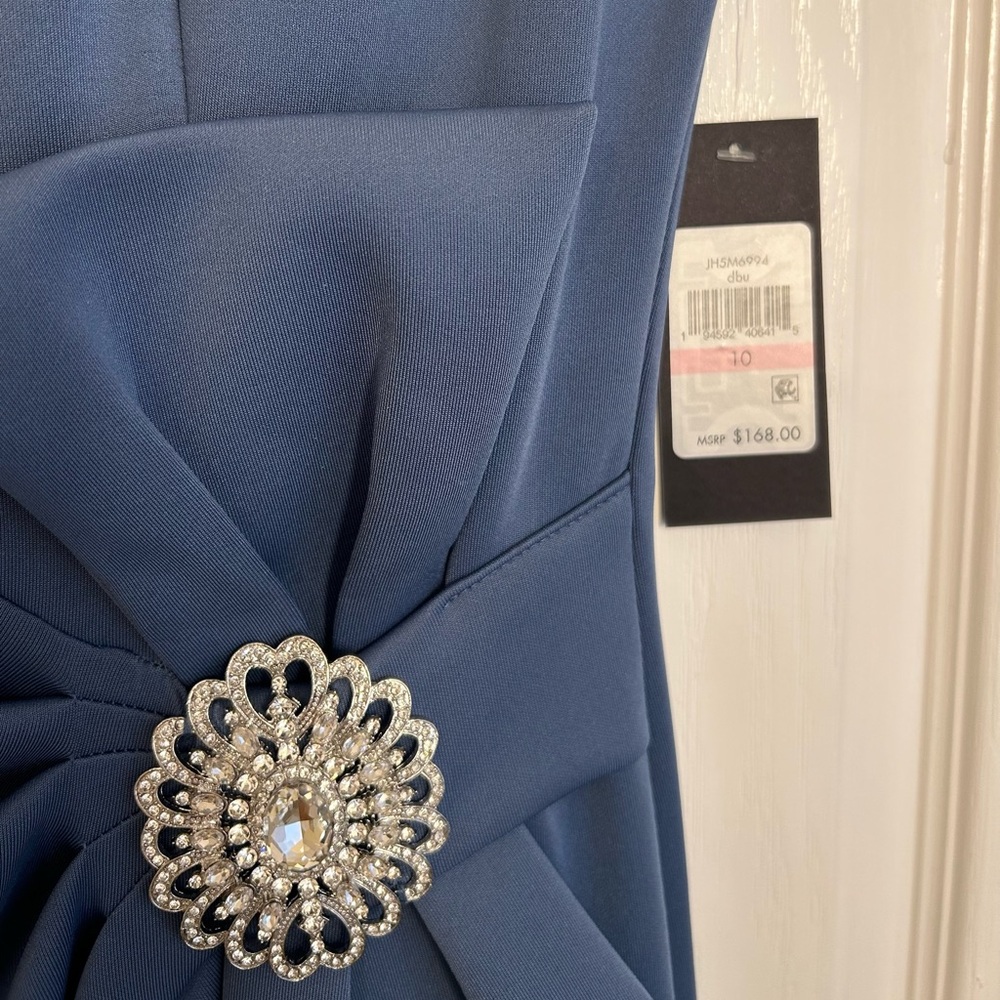 JESSICA HOWARD Blue Cap Sleeve Gown with Bow/Sparkle Embellishment NWT - Picture 6 of 13